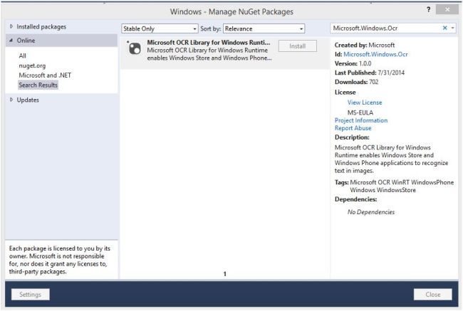 Microsoft OCR Library